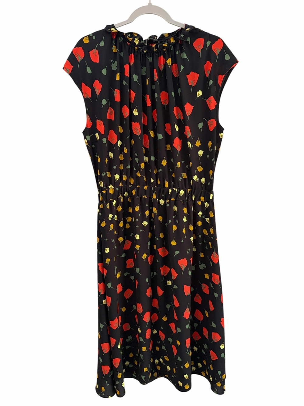 Banana Republic High Neck Modern Floral Midi Dress Size 14 Autumn Wedding Travel